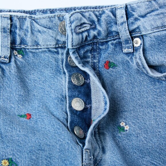 Rails Zuma Embroidered Flower Field Frayed Hem Denim Shorts Size 25 cottagecore - Picture 8 of 16